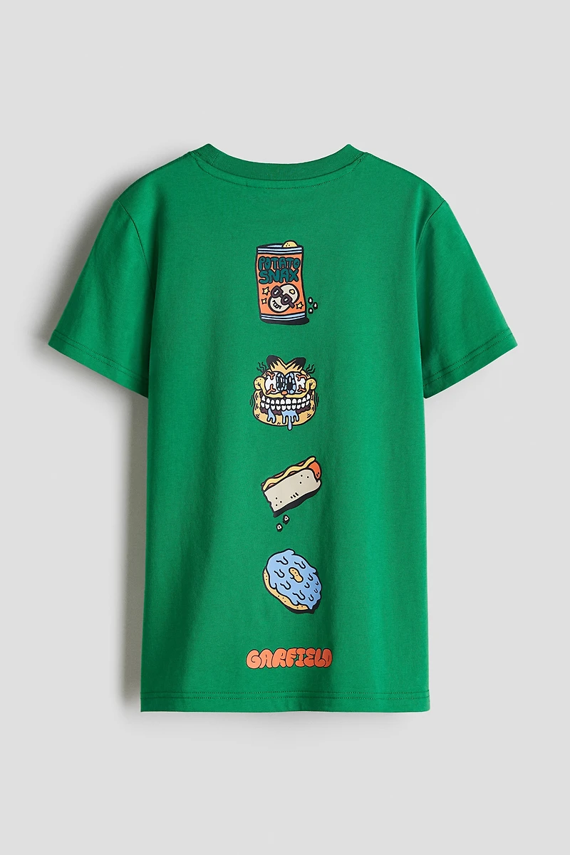 Print-motif cotton T-shirt