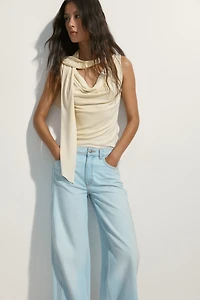 Draped Scarf-Detail Top