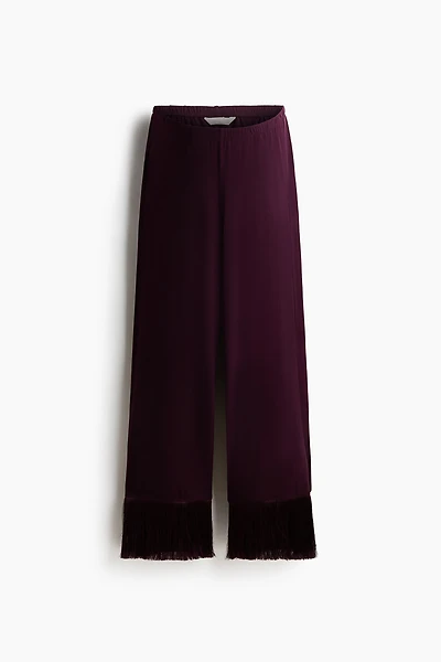 MAMA Fringe-Trimmed Jersey Pants