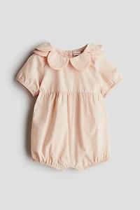 Petal-Collar Cotton Romper Suit