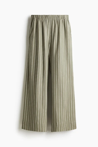 Wide-Leg Linen-Blend Pants
