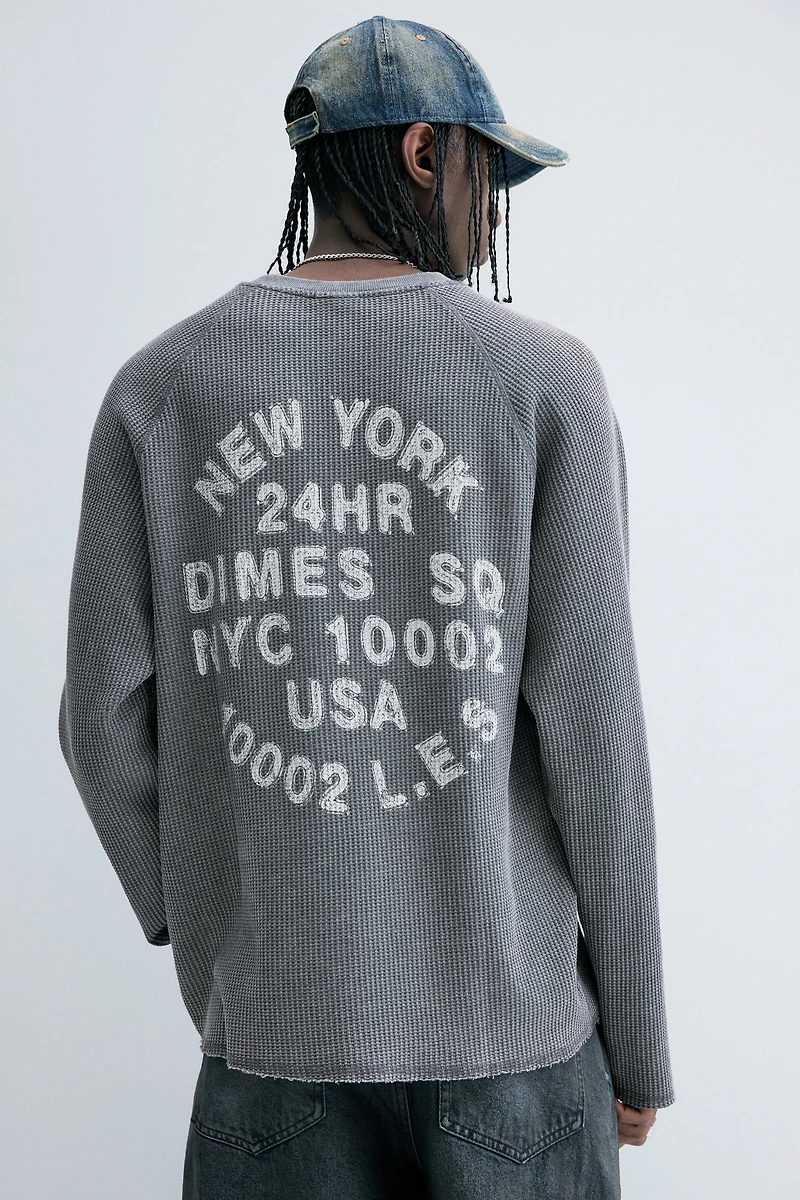 Regular-Fit Waffled Long-Sleeved Shirt