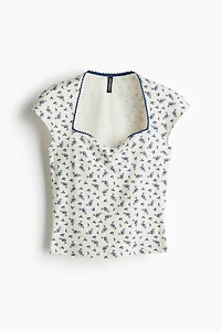 Ribbed Sweetheart-Neck Top