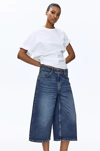Wide-Leg Regular-Waist Culotte Jeans