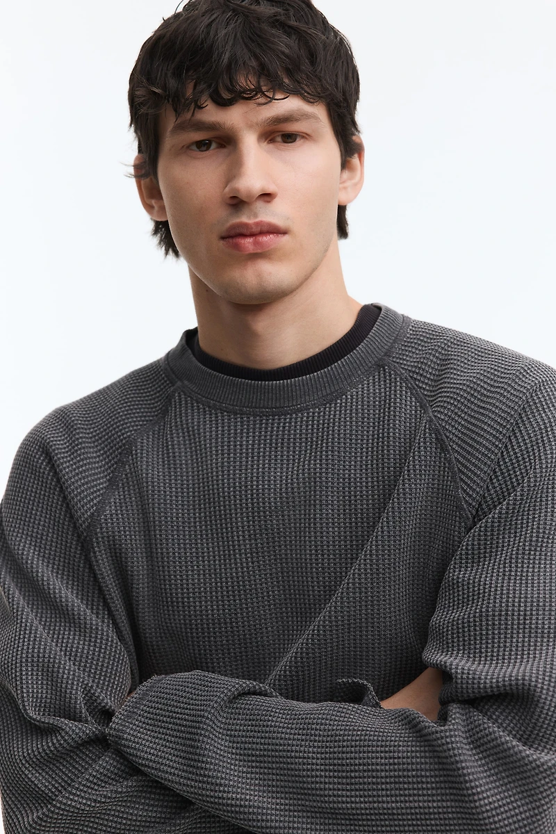 T-shirt gaufré classique avec manches longues
