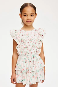 Flounce-Trimmed Cotton Top