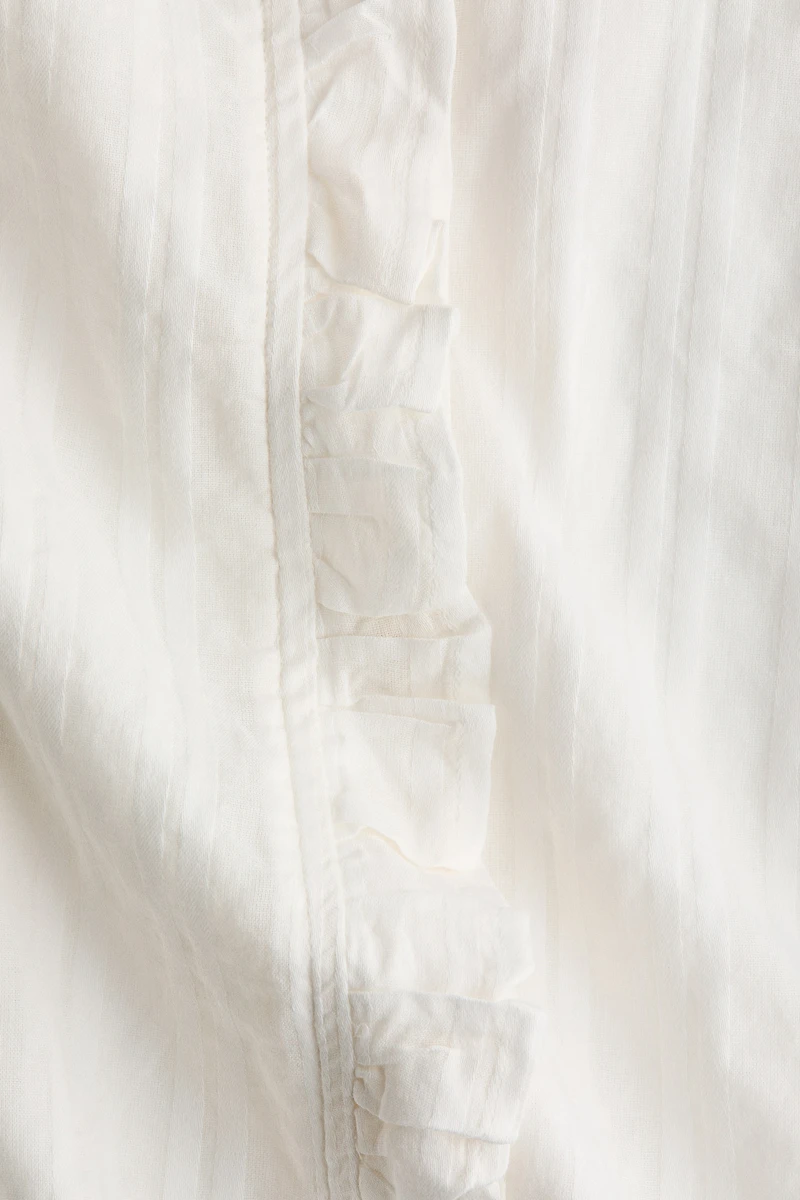 Ruffle-Trimmed Cotton Blouse