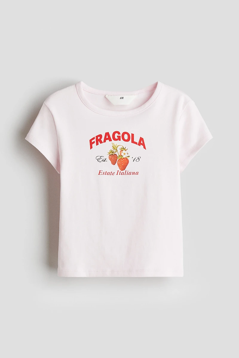 Cotton T-Shirt with Printed Motif