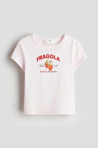 Cotton T-Shirt with Printed Motif