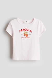 Cotton T-Shirt with Printed Motif