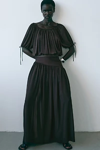 Draped drawstring-detail top