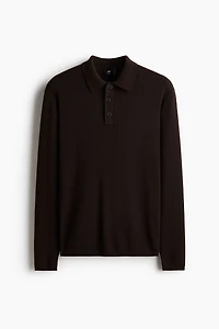 Slim-Fit Rib-Knit Polo Shirt
