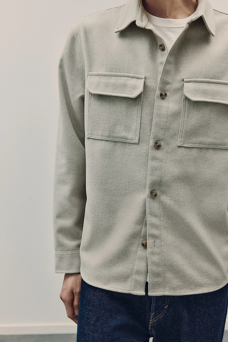Regular Fit Felted Overshirt