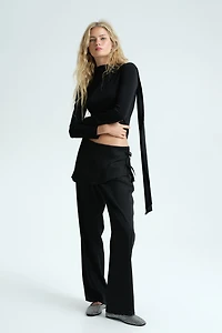 Satin Pants with Layered Skirt