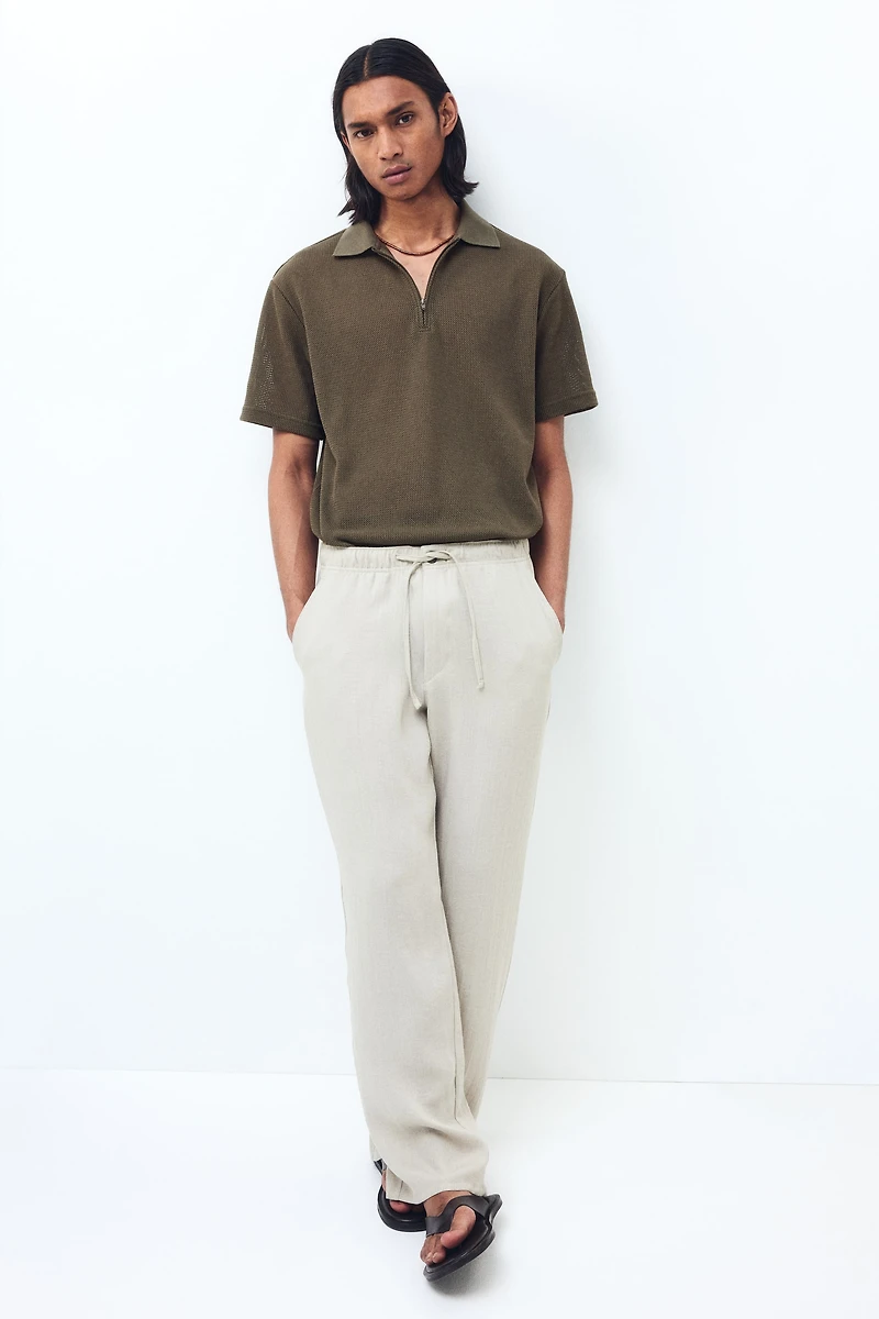Regular-Fit Open-Knit Polo Shirt