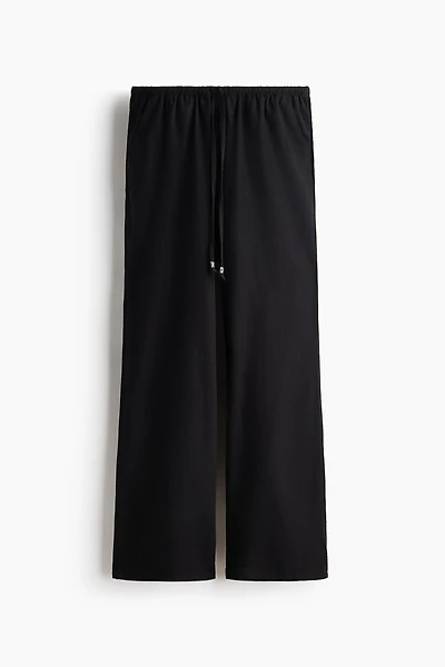 Linen-Blend Drawstring Pants