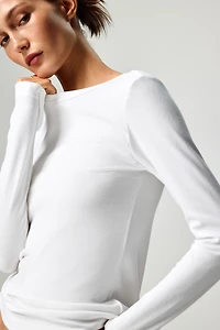 Haut côtelé en coton mélangé