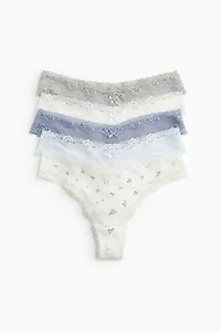 Lot de 5 culottes Brazilian en coton et dentelle