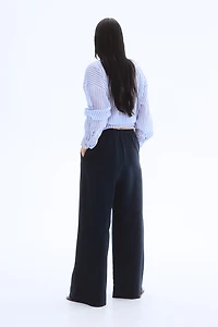 Wide-Leg Linen-Blend Pants