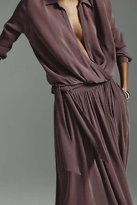 Pantalon à effet drapé avec ceinture nouer