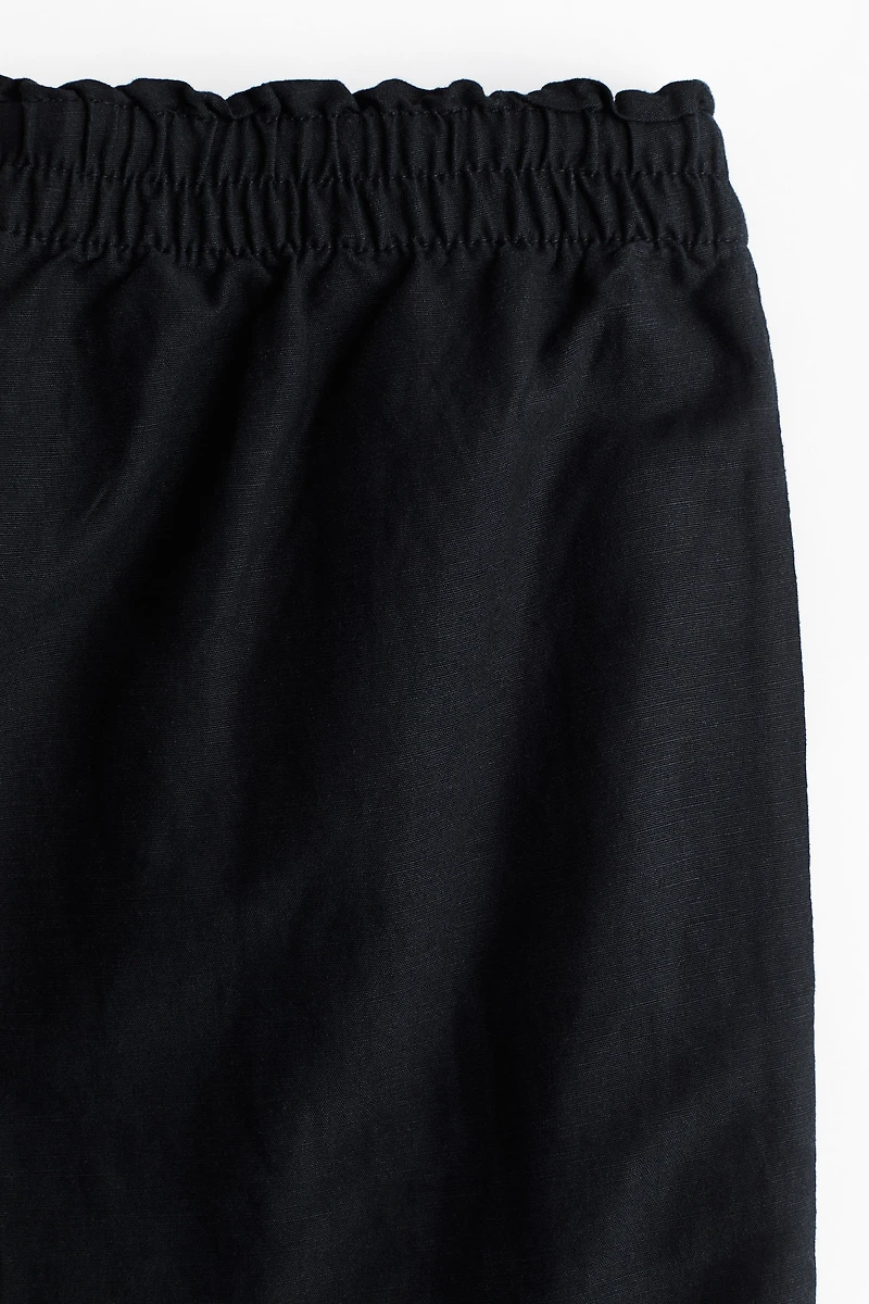 Linen-Blend Crop Pants