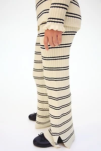 Pantalon évasé en tricot côtelé