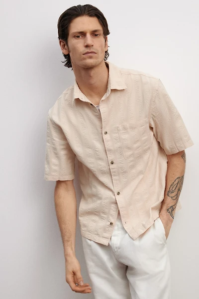 Regular-Fit Textured Short-Sleeved Shirt