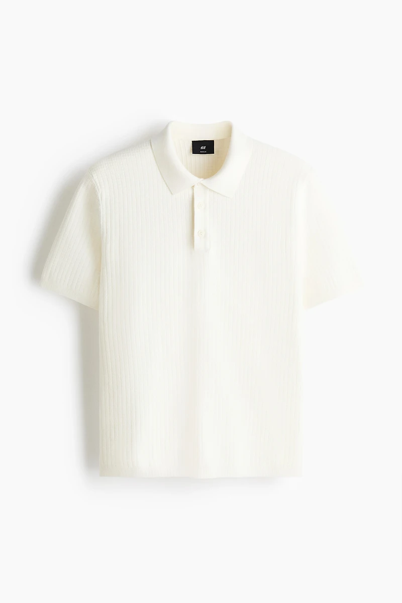Regular Fit Textured-Knit Polo Shirt