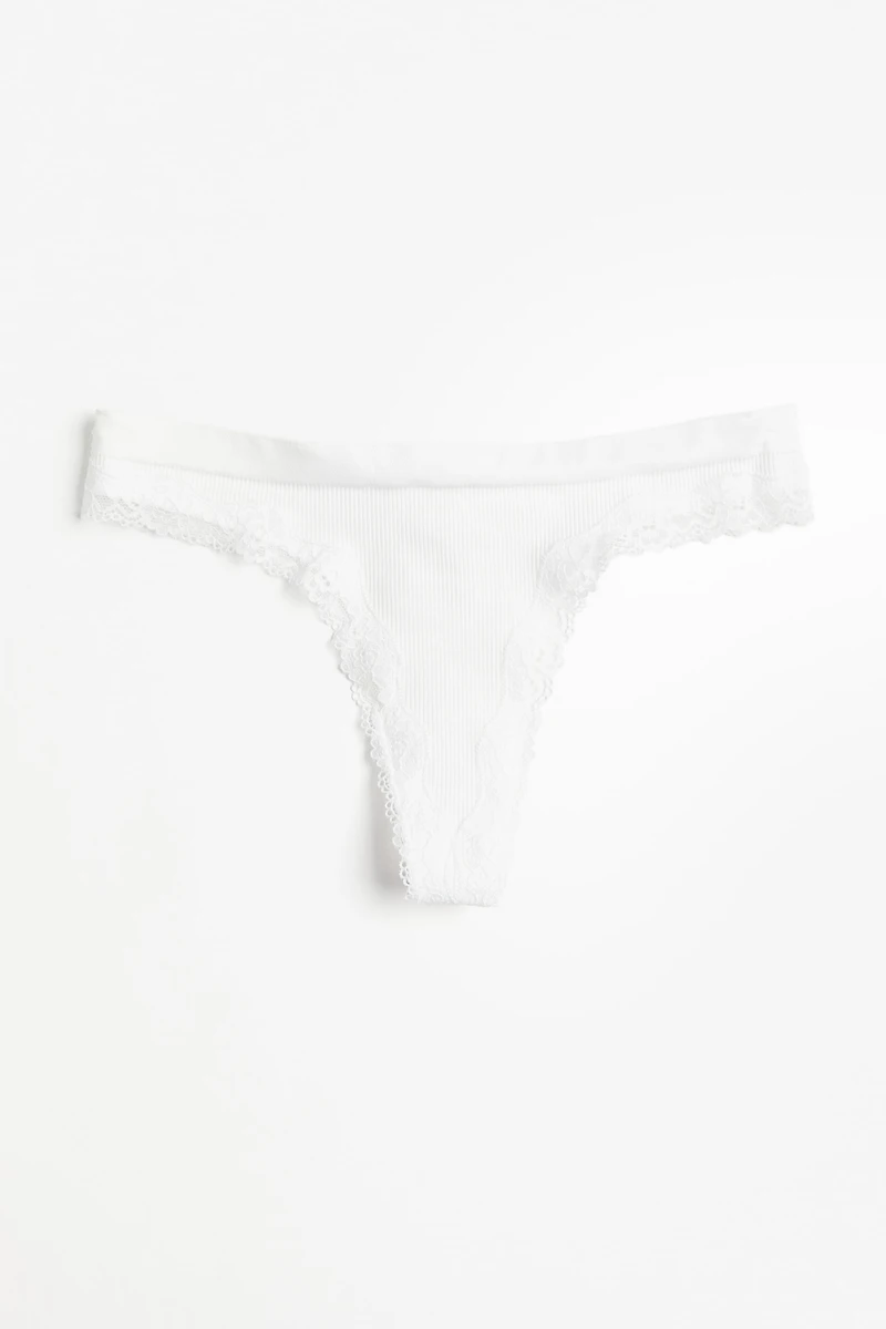 Lot de 2 culottes Thong sans coutures à dentelle