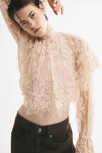 Cape-Detail Lace Top
