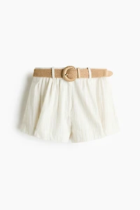 Belted Cotton Shorts