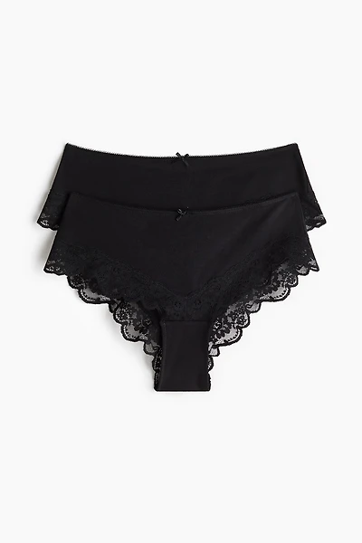 2-Pack Lace-Trimmed Hipster Briefs