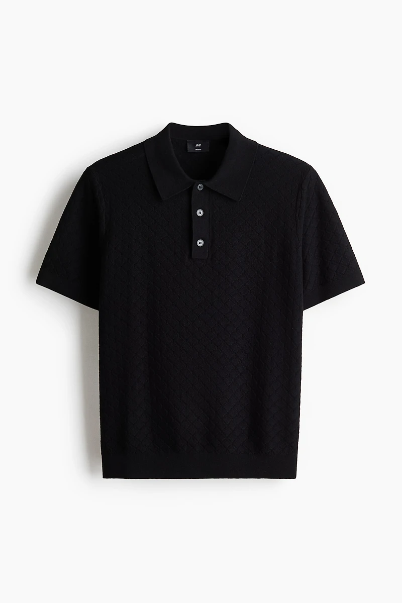 Polo près du corps en tricot texturé