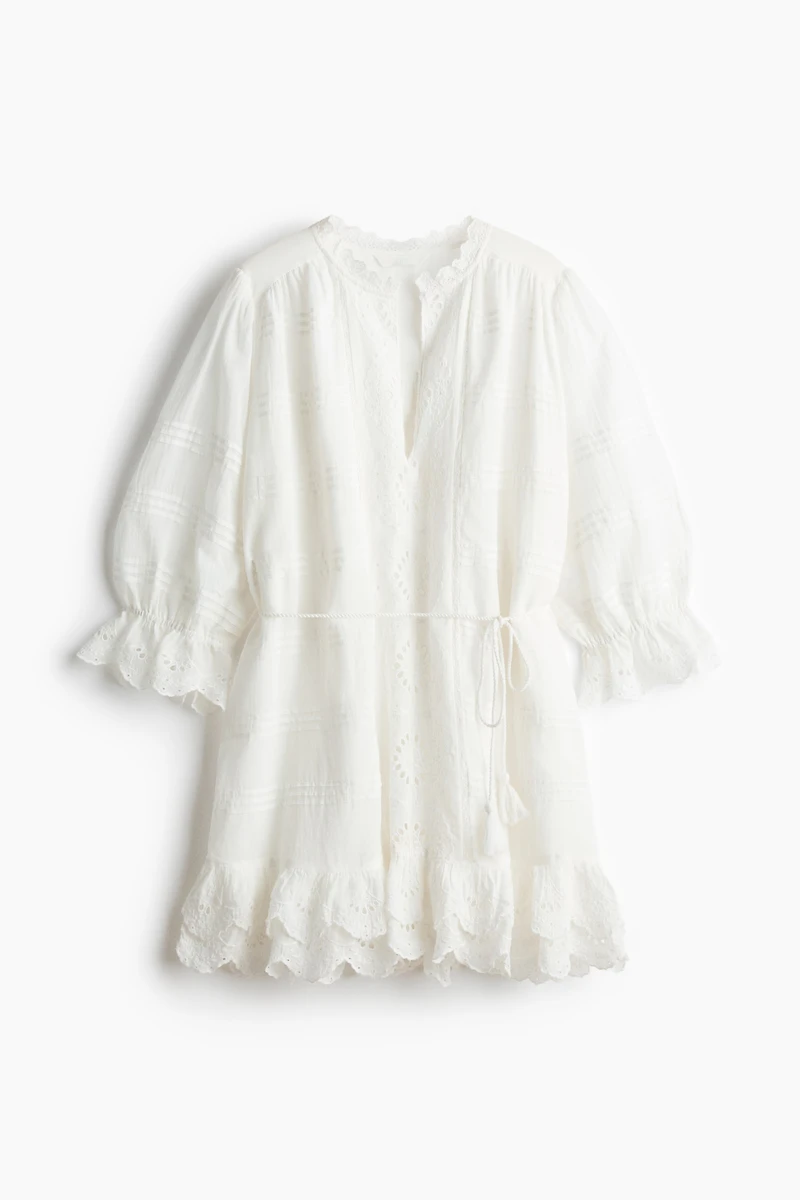 Cotton Dress with Eyelet Embroidery