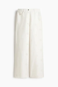 Eyelet-Embroidered Twill Pants