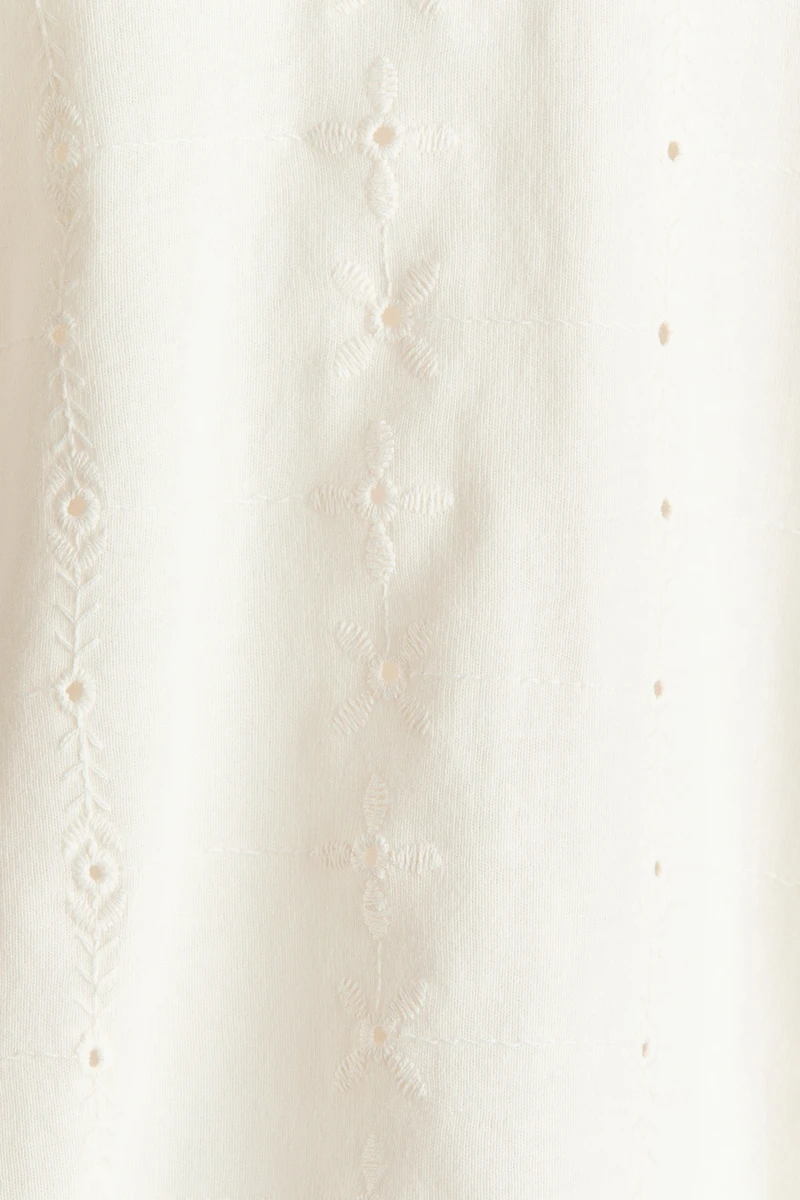 Flutter-Sleeve Top with Eyelet Embroidery