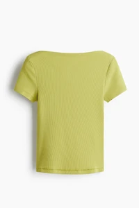 Ribbed Boat-Neck Top