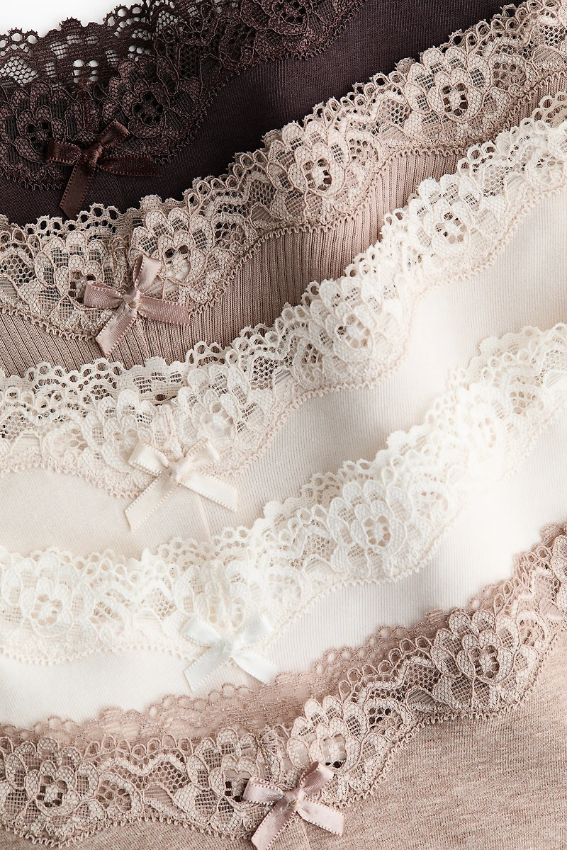 5-pack Cotton and Lace Hipster Briefs
