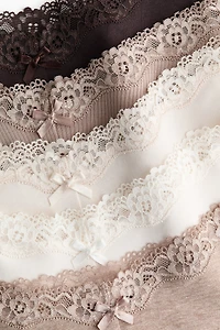 5-pack Cotton and Lace Hipster Briefs