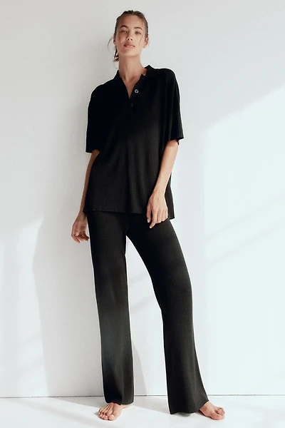 Pointelle-Knit Pants