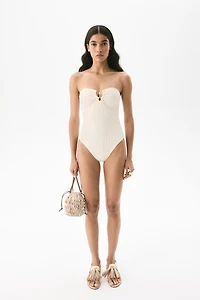 Padded-Cup Bandeau Swimsuit