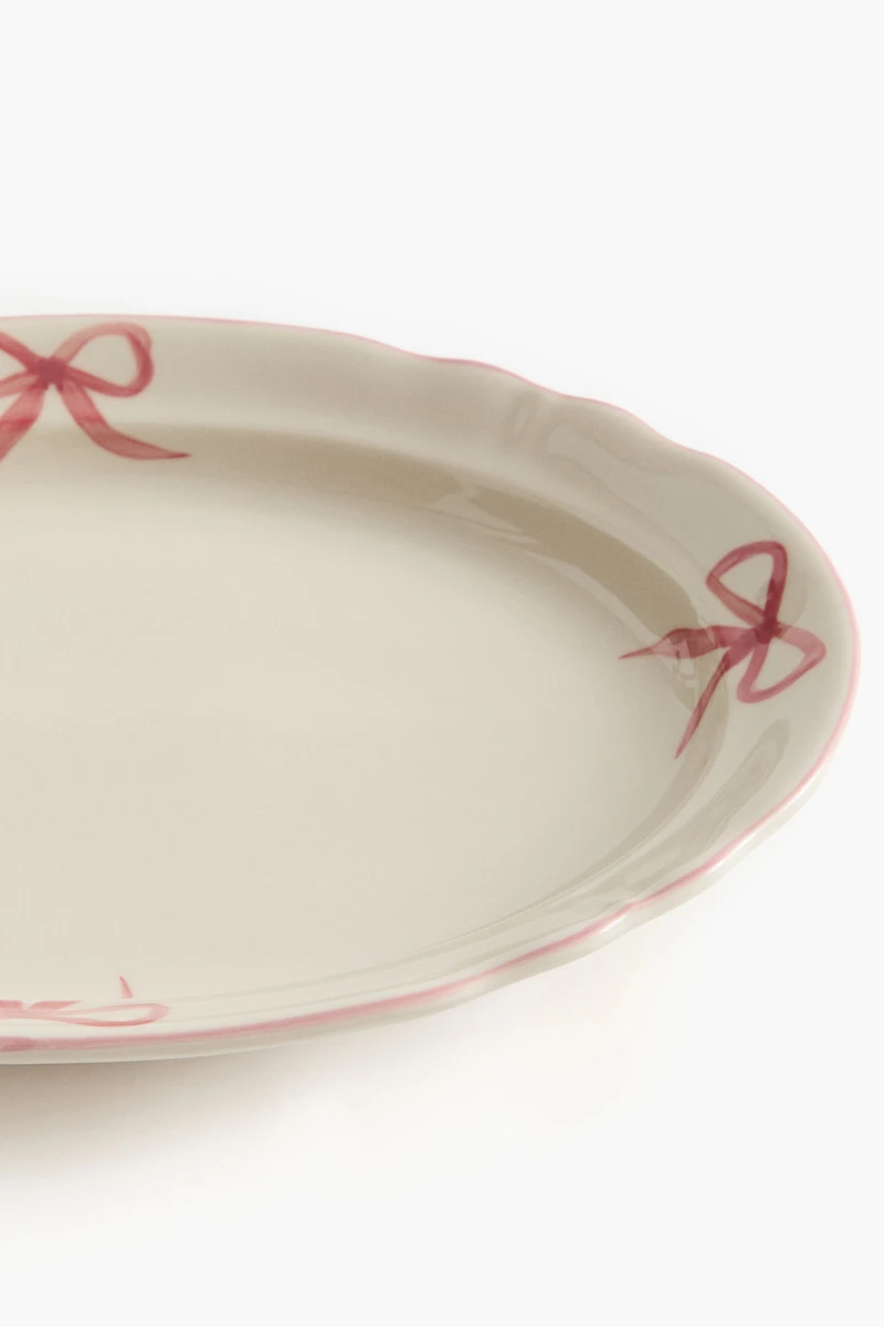 Assiette de service en grès cérame peint à la main