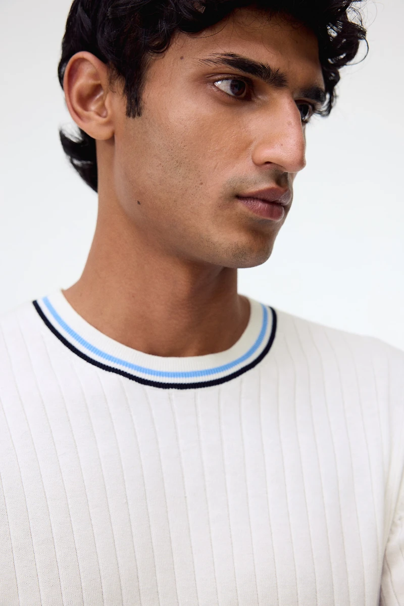 Slim-Fit Rib-Knit T-Shirt