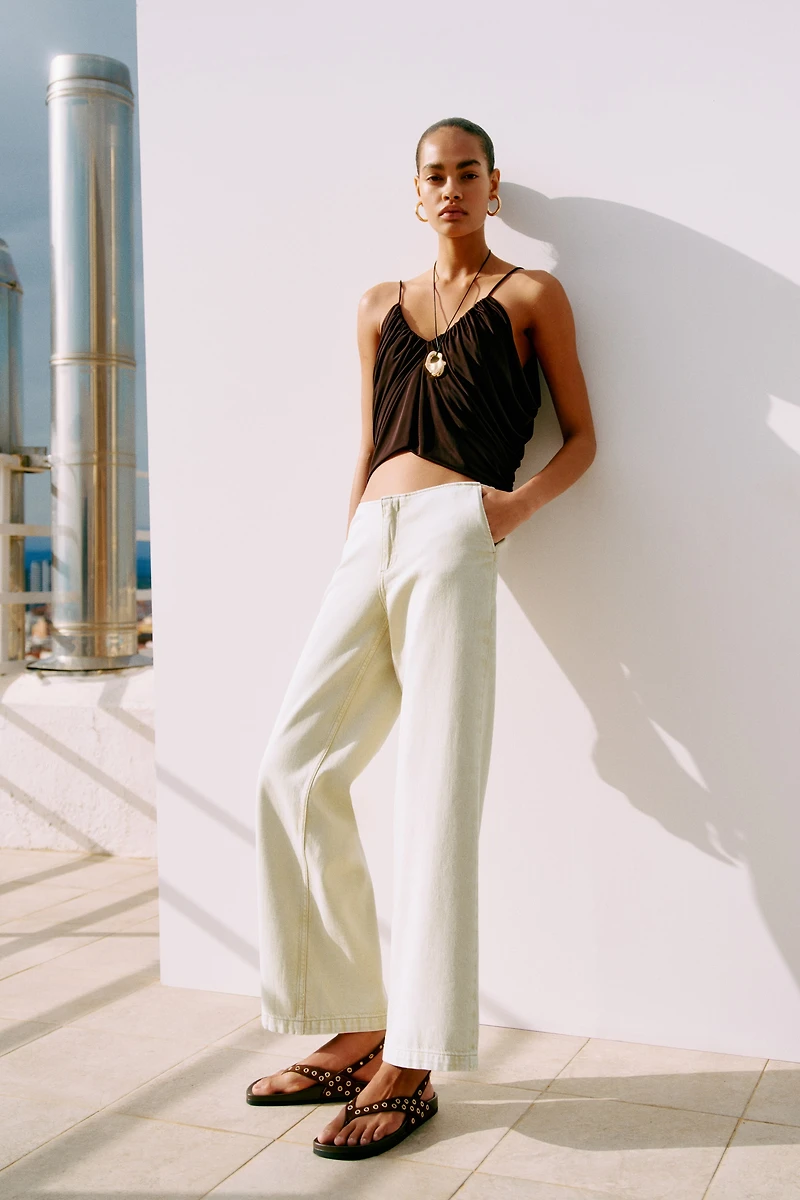 Wide-Leg Denim Pants