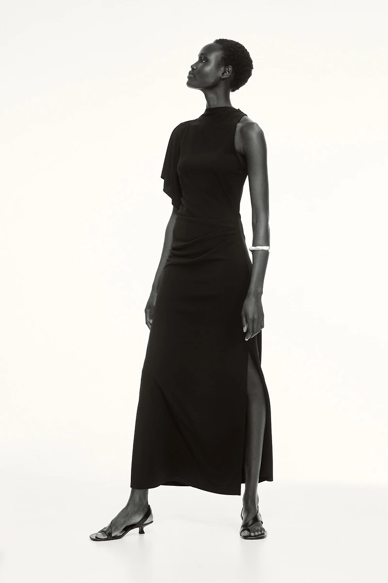 Robe asymétrique en jersey point de Rome