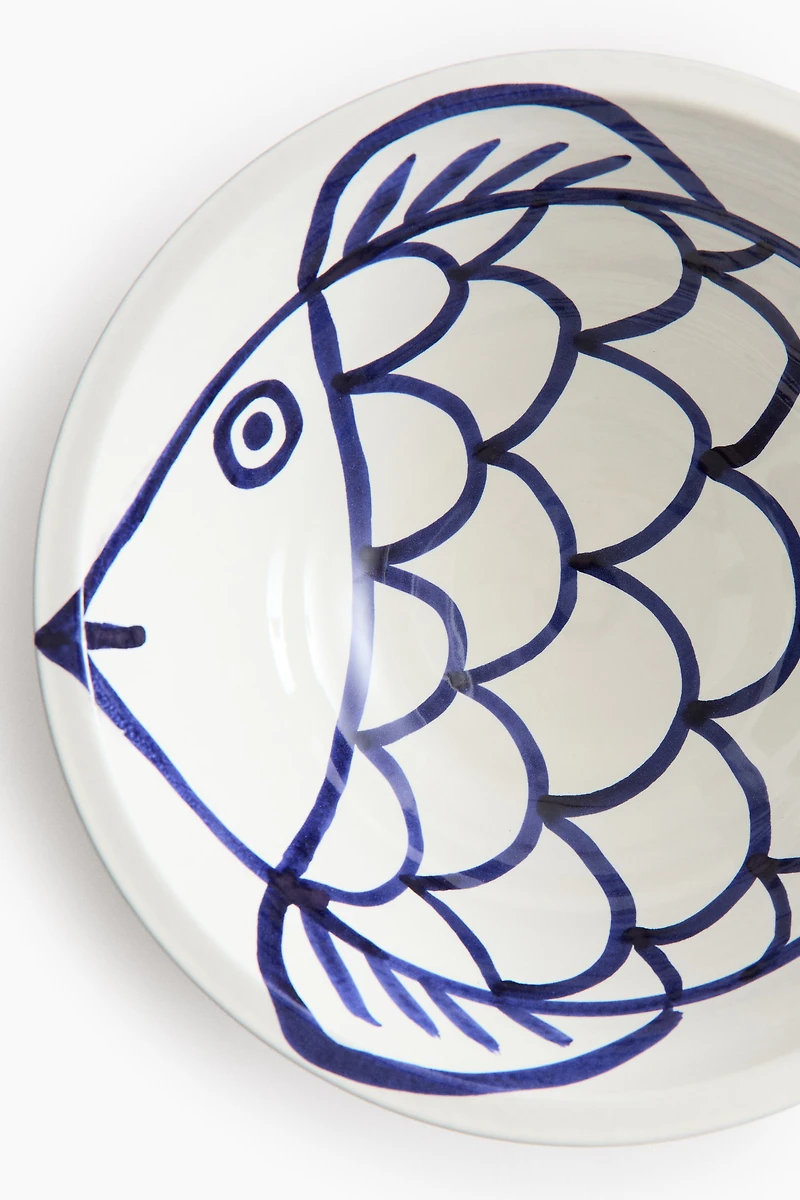 Hand-Painted Terracotta Serving Bowl