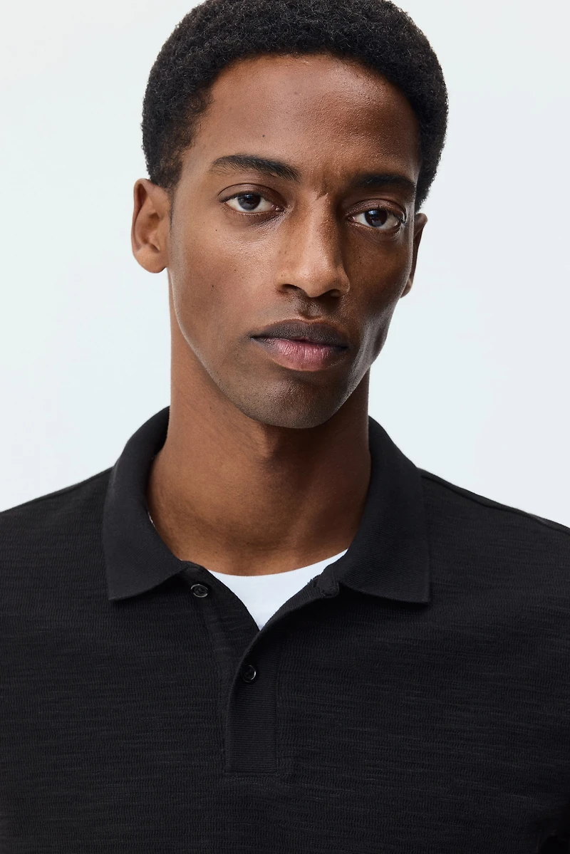 Slim-Fit Long-Sleeved Polo Shirt
