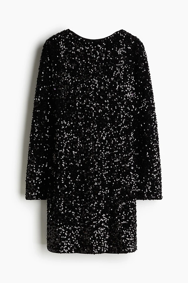 chinese dress ladies H & M Black Velvet Cocktail Dress With Sequins