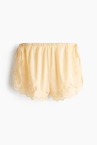 Cotton Beach Shorts with Eyelet Embroidery
