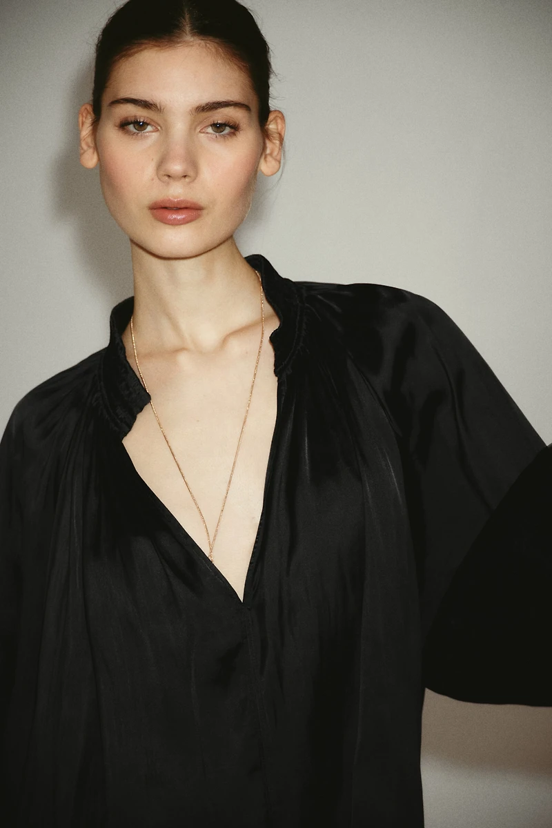 Oversized V-Neck Blouse